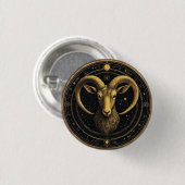 ♈ Aries Zodiac Gold Shield Astrology Symbol 缶バッジ (正面&裏面)