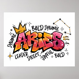 Aries Zodiac Graffiti ポスター
