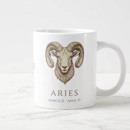 Aries Zodiac Personalized Name & Birth Date ジャンボコーヒーマグカップ