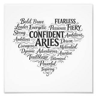 Aries Zodiac Photo Print | Word Cloud Art フォトプリント