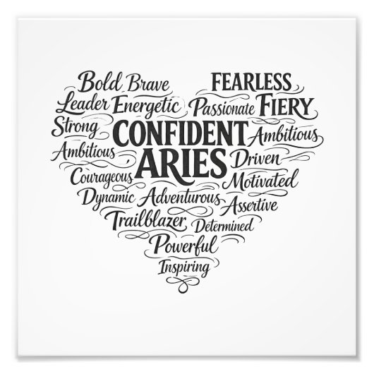 Aries Zodiac Photo Print | Word Cloud Art フォトプリント (正面)