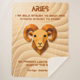 Aries Zodiac Sign Modern 3D Affirmation  シェルパブランケット