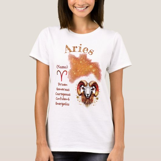 Aries Zodiac Sign T-Shirt Tシャツ (正面)