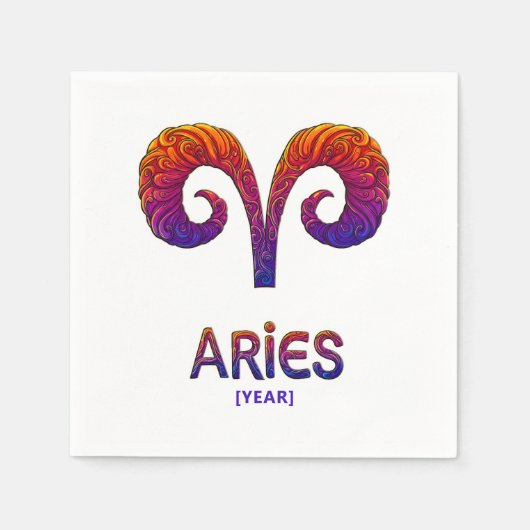 Aries Zodiac Sign / Zodiaco Aries スタンダードカクテルナプキン (正面)