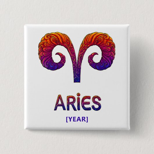 Aries Zodiac Sign / Zodiaco Aries 缶バッジ (正面)