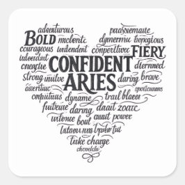 Aries Zodiac Square Sticker | Word Cloud  スクエアシール