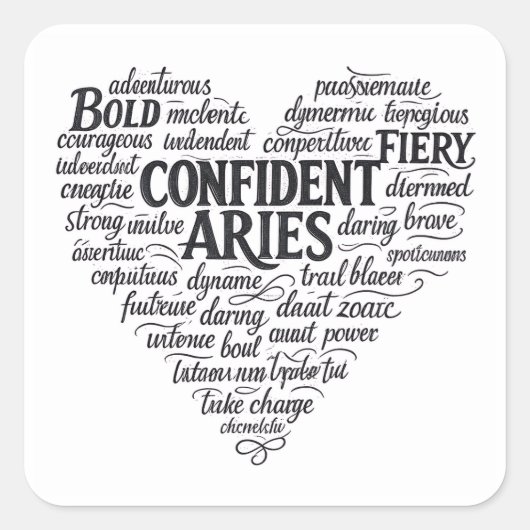Aries Zodiac Square Sticker | Word Cloud  スクエアシール (正面)
