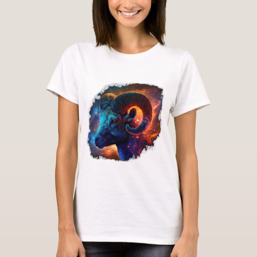 Aries Zodiac Star Sign Woman's Basic T-Shirt Tシャツ (正面)