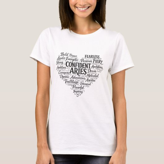 Aries Zodiac T-Shirt for Women | Word Cloud  Tシャツ (正面)