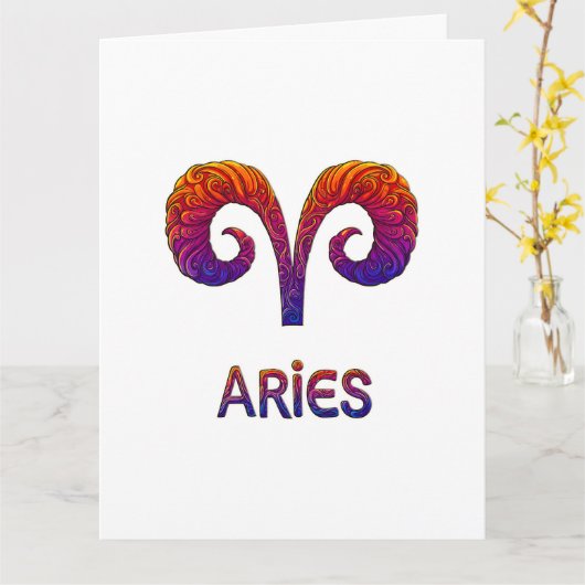 Aries Zodiac / Tarjeta Aries カード (黄色い花)