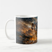 Aries Zodiac with Warrior and Charging Ram コーヒーマグカップ (左)