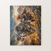 Aries Zodiac with Warrior and Charging Ram ジグソーパズル (縦)