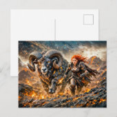 Aries Zodiac with Warrior and Charging Ram ポストカード (正面/裏面)