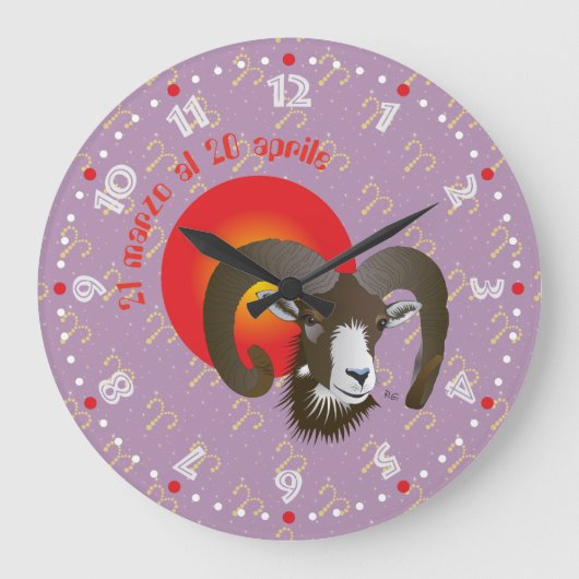 Ariete 21 marzo al 20 aprile Orologio ラージ壁時計 (正面)