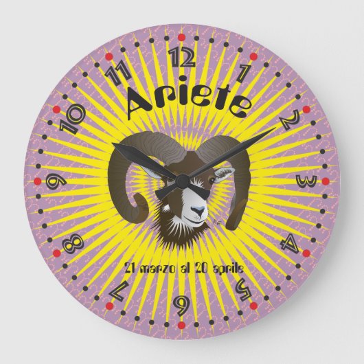 Ariete 21 marzo al 20 aprile Orologio ラージ壁時計 (正面)