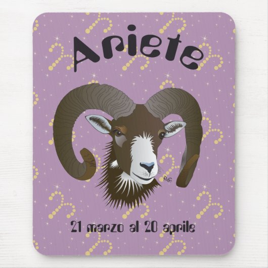 Ariete 21 marzo al 20 aprile Tappetiniマウスごと マウスパッド (正面)