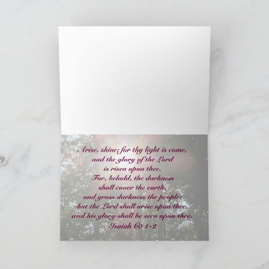 Arise Shine Isaiah 60 Christian card カード (内部)