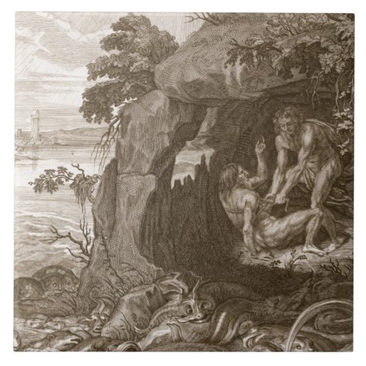 Aristeusは彼の神託、17を明らかにするためにプロテウス菌を強います タイル (正面)