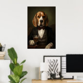 Aristocratic Beagle Print, Funny Renaissance Dog ポスター (ホームオフィス)