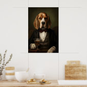 Aristocratic Beagle Print, Funny Renaissance Dog ポスター (キッチン)