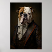 Aristocratic Bulldog Portrait, Funny Renaissance ポスター (正面)