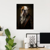 Aristocratic Bulldog Portrait, Funny Renaissance ポスター (ホームオフィス)
