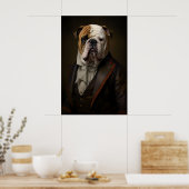 Aristocratic Bulldog Portrait, Funny Renaissance ポスター (キッチン)