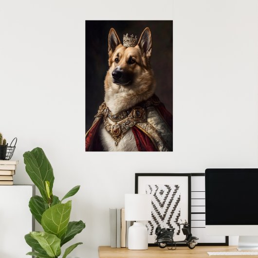 Aristocratic German Shepherd Art, Renaissance Dog ポスター (ホームオフィス)