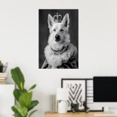 Aristocratic German Shepherd Dog Portrait, Funny ポスター (ホームオフィス)