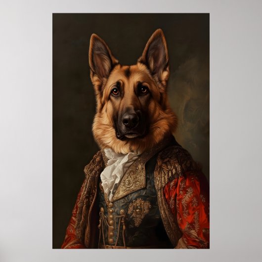 Aristocratic German Shepherd Print, Renaissance ポスター (正面)