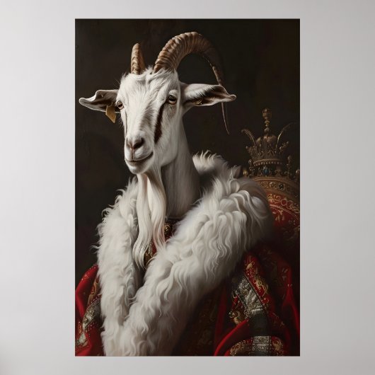 Aristocratic Goat Portrait, Renaissance Animal Art ポスター (正面)