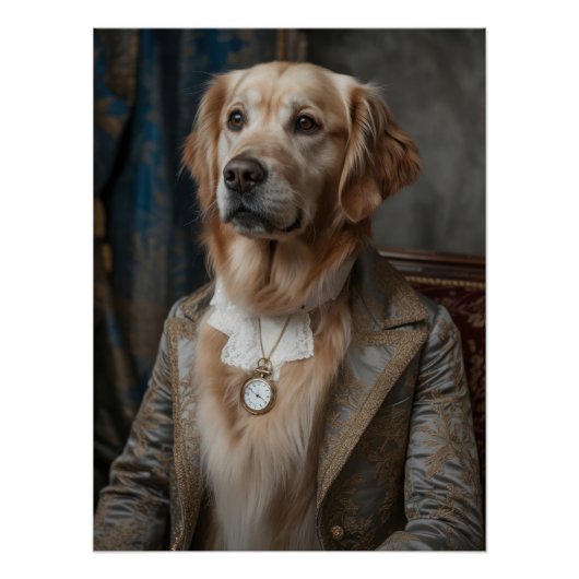 Aristocratic Golden Retriever with Pocket Watch ポスター (正面)