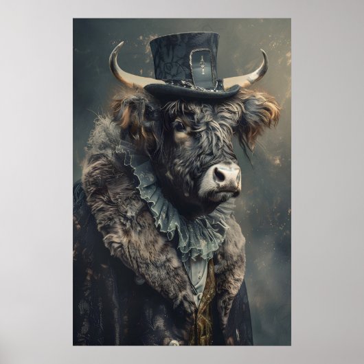 Aristocratic Highland Cow Portrait, Renaissance ポスター (正面)