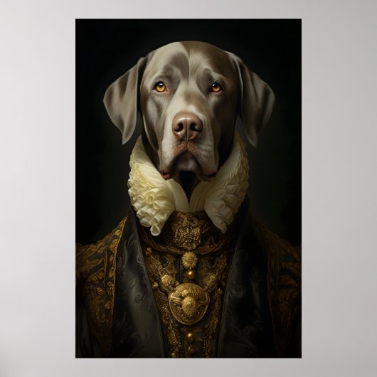 Aristocratic Labrador Portrait, Funny Royal Dog ポスター (正面)