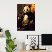 Aristocratic Panda Portrait, Funny Animal Wall Art ポスター (ホームオフィス)