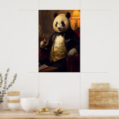 Aristocratic Panda Portrait, Funny Animal Wall Art ポスター (キッチン)