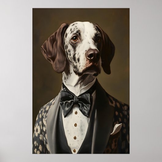 Aristocratic Pointer Dog Portrait, Funny Animal ポスター (正面)