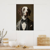 Aristocratic Pointer Dog Portrait, Funny Animal ポスター (キッチン)
