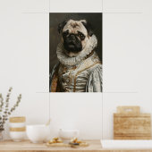Aristocratic Pug Renaissance Portrait Print ポスター (キッチン)