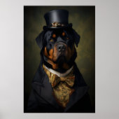 Aristocratic Rottweiler Print, Funny Renaissance ポスター (正面)