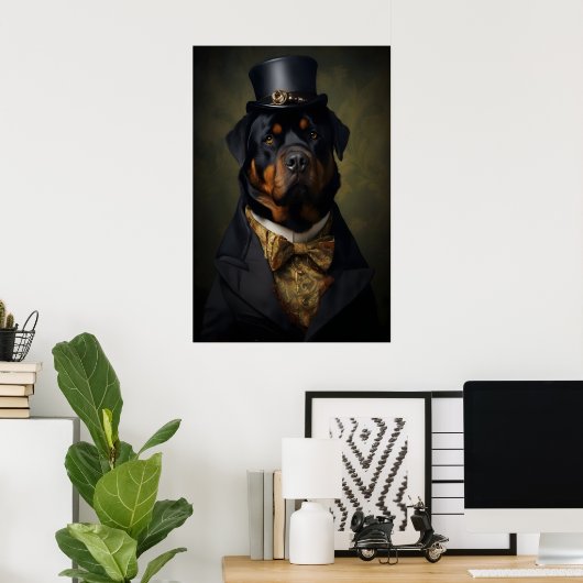 Aristocratic Rottweiler Print, Funny Renaissance ポスター (ホームオフィス)