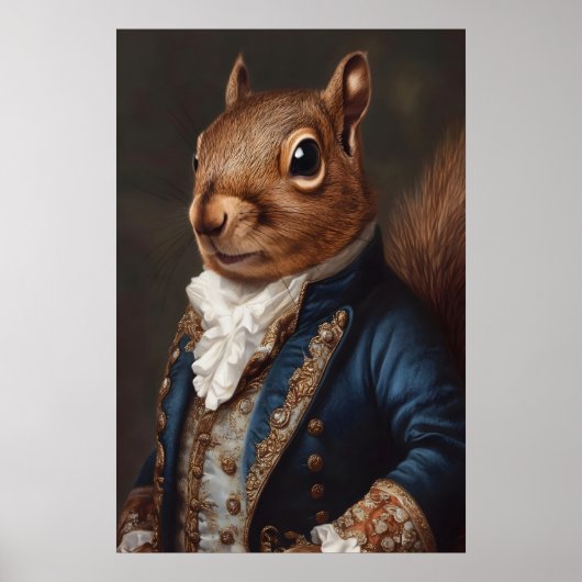 Aristocratic Squirrel Portrait, Renaissance Animal ポスター (正面)