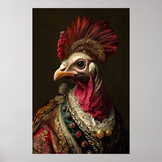 Aristocratic Turkey Portrait, Funny Renaissance ポスター (正面)