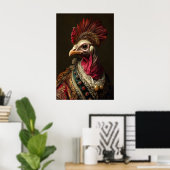 Aristocratic Turkey Portrait, Funny Renaissance ポスター (ホームオフィス)