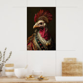 Aristocratic Turkey Portrait, Funny Renaissance ポスター (キッチン)