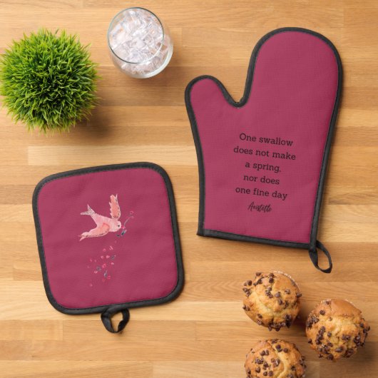 Aristotle Spring Quote Decor For Home  Oven Mitt & 鍋つかみ&鍋敷きセット (トップダウン)