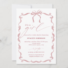 ARIYA | Baby Shower Invite It's a Girl Pink Bow 招待状