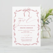 ARIYA | Baby Shower Invite It's a Girl Pink Bow 招待状 (スタンド正面)