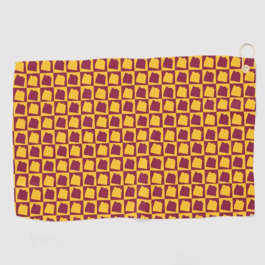 Arizona Checkerboard Maroon and Gold ゴルフタオル (横)