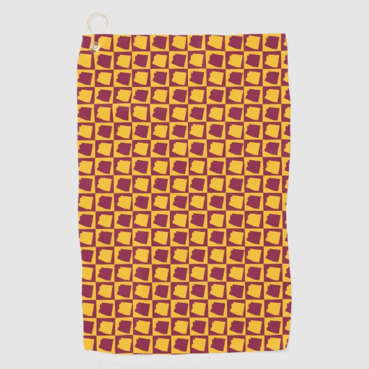 Arizona Checkerboard Maroon and Gold ゴルフタオル (正面)